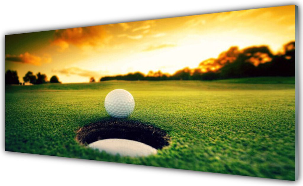 Glasbilder 125x50 Wandbild Druck auf Glas Golfball Rasen Natur