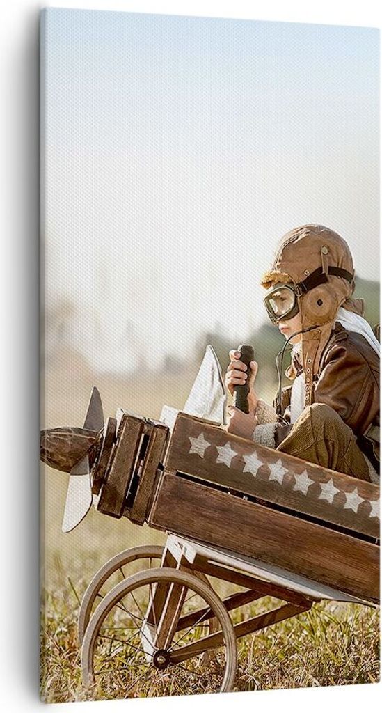 Bild auf Leinwand - Leinwandbild - Einteilig - Kindheit Flugzeug Spielzeug - 55x100cm - Wand Bild - Wanddeko - Wandbilder - Leinwanddruck - Bilder ...