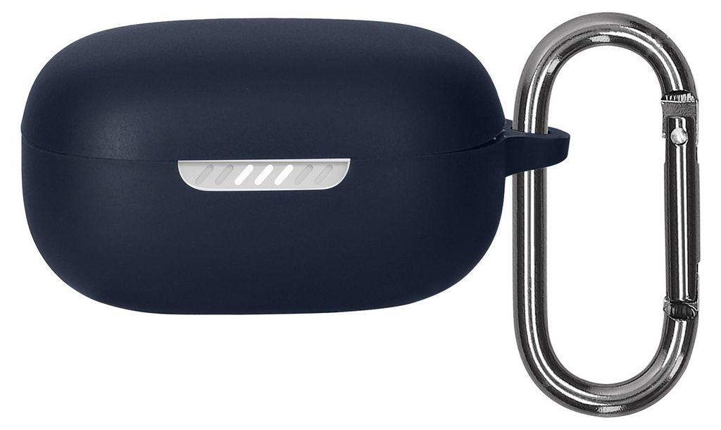 kwmobile Schutzhülle für JBL Live Pro 2 TWS Hülle - TPU Silikon Case für Kopfhörer Ladecase - stoßfestes Cover mit Karabiner - Dunkelblau