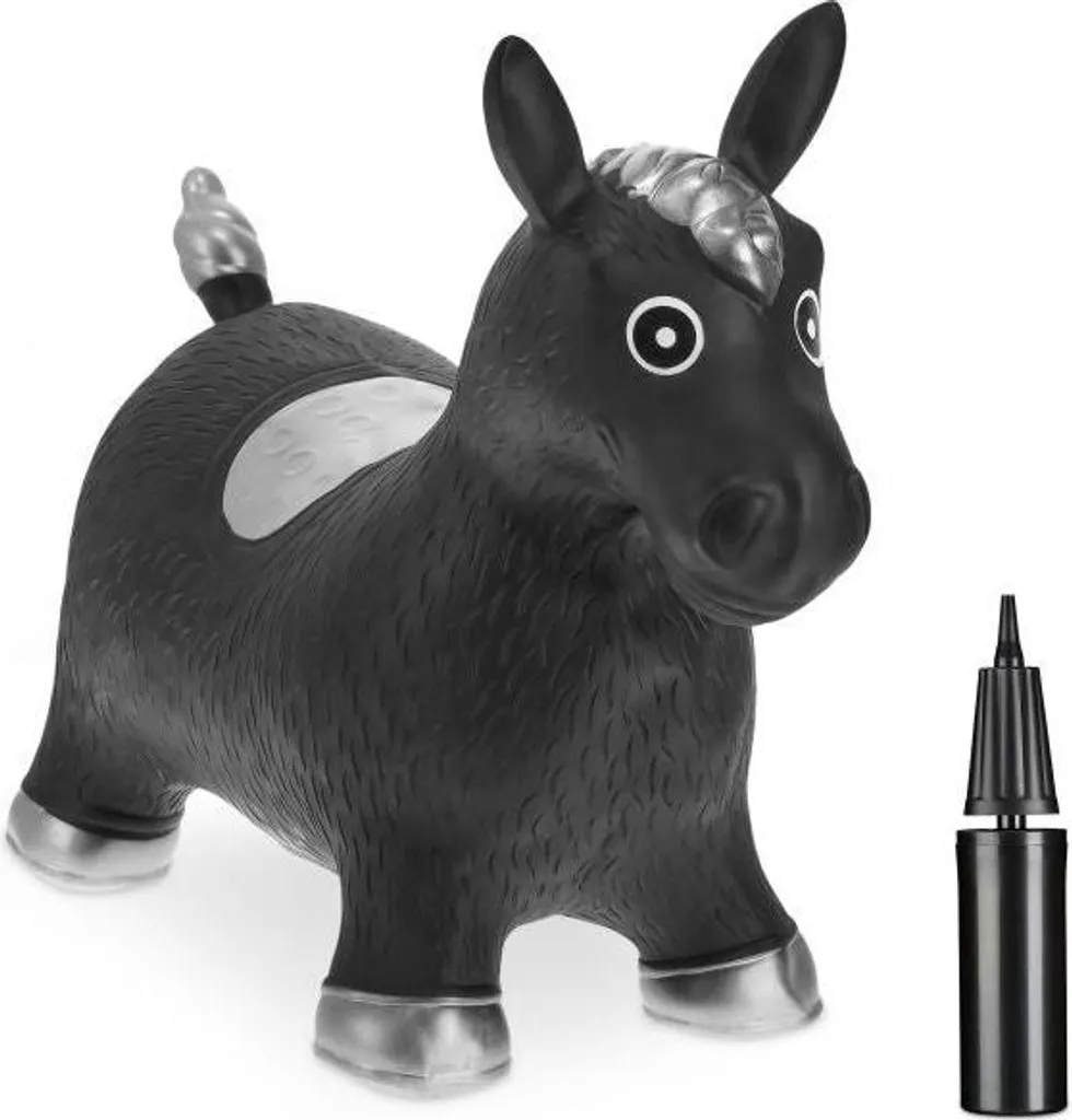 Cheval animal gonflable noir - Jeu de saut pour enfants 3-6 ans