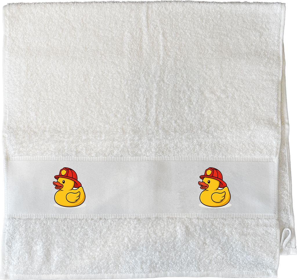 Huuraa Handtuch Quietscheente Feuerwehr Comic Gummiente 50x100cm White Baumwolle Handtuch Geschenkidee