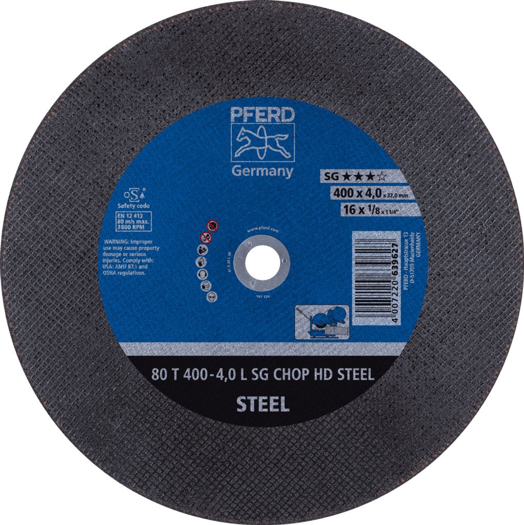 PFERD TOOLS Trennscheibe T 400x4,0x32 mm Leistungslinie SG CHOP HD STEEL für Stahl
