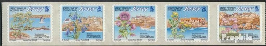 Briefmarken GB - Jersey 2004 Mi 1094II-1098II Fünferstreifen (kompl.Ausg.) postfrisch Flora