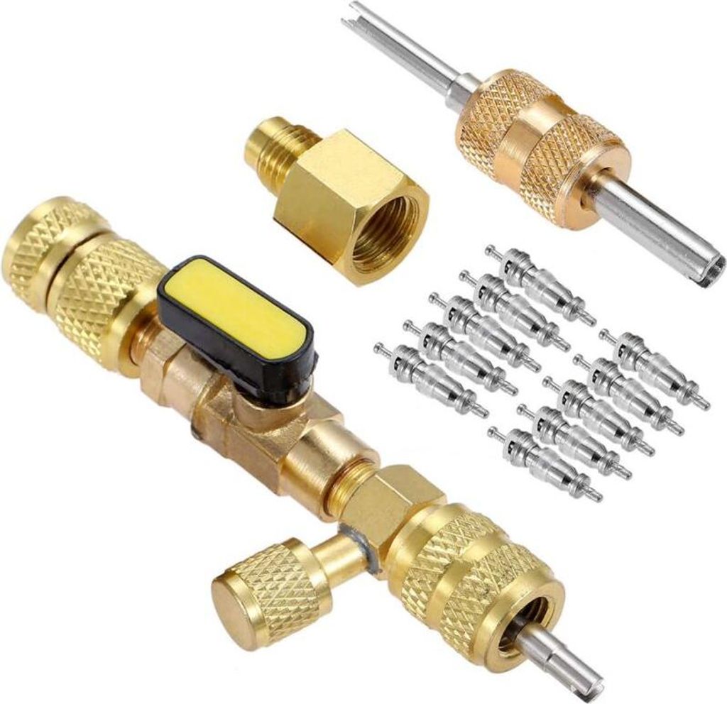 Einbauwerkzeug zum Entfernen von Ventileinsätzen für R410A und R22 mit 1/4"- und 5/16"-SAE-Anschlüssen für R404A-, R407C-, R134A-, R12- und R32...