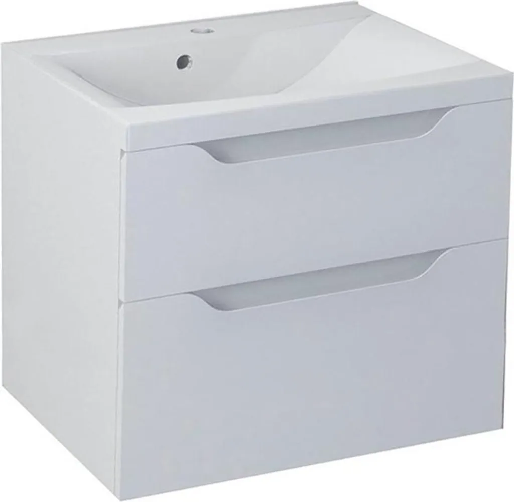 Meuble de salle de bain blanc avec 2 tiroirs Sapho Wave 600x650 mm