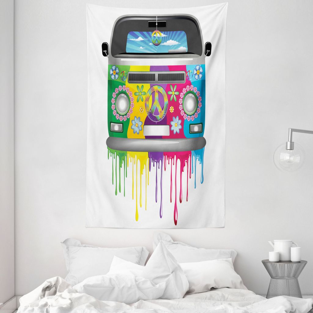 ABAKUHAUS Bunt Wandteppich und Tagesdecke, Hippie Van Urlaub aus Weiches Mikrofaser Stoff Waschbar ohne Verblassen Digitaldruck, 140 x 230 cm, Mehr...