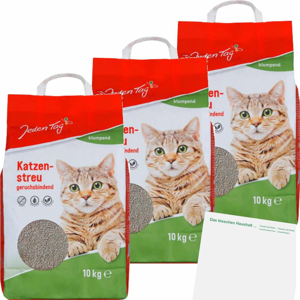 Jeden Tag Klumpstreu 3er Pack (3x10kg Packung) + usy Block Produktbild 