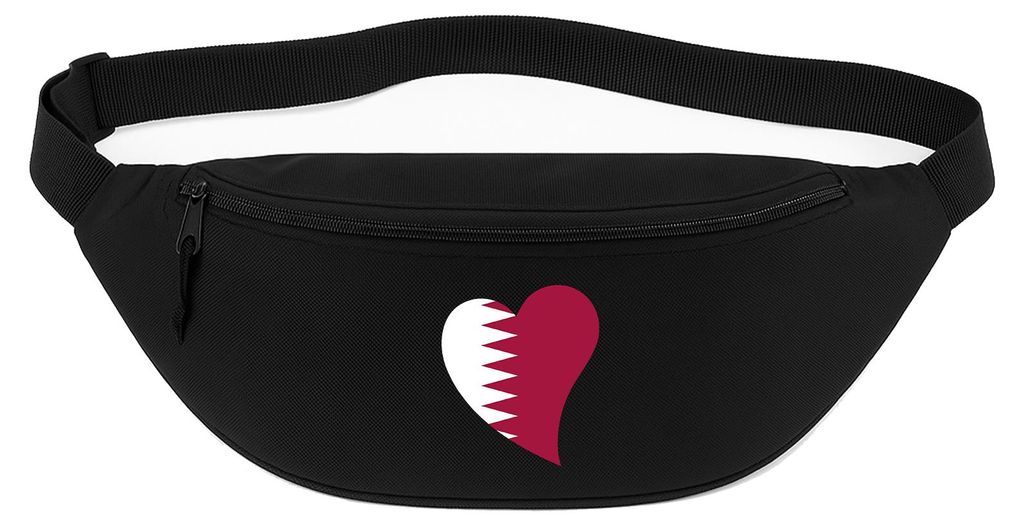 Huuraa Bauchtasche Katar Flagge Herz 2,5 Liter Black Polyester Crossbody Bag Geschenkidee