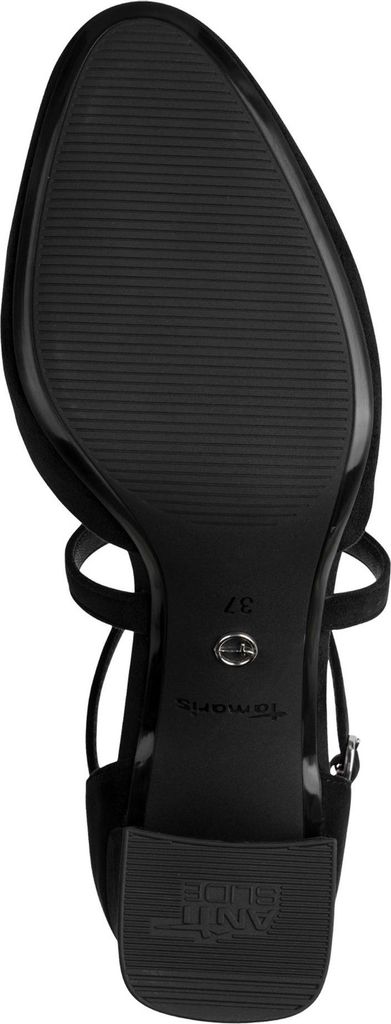 Tamaris Damen Pumps offen mit gekreuzten Riemen und Blockabsatz 1-22438-46, Größe:38 EU, Farbe:Schwarz