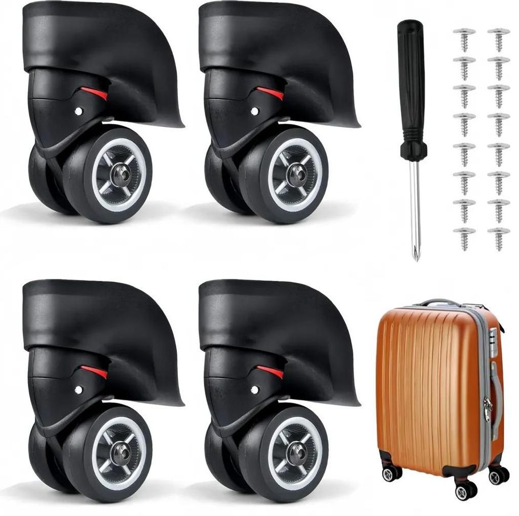 Kofferersatzräder, Ø 49mm, 4 Stück, ABS, Schwarz-Rot, für Produktbild 