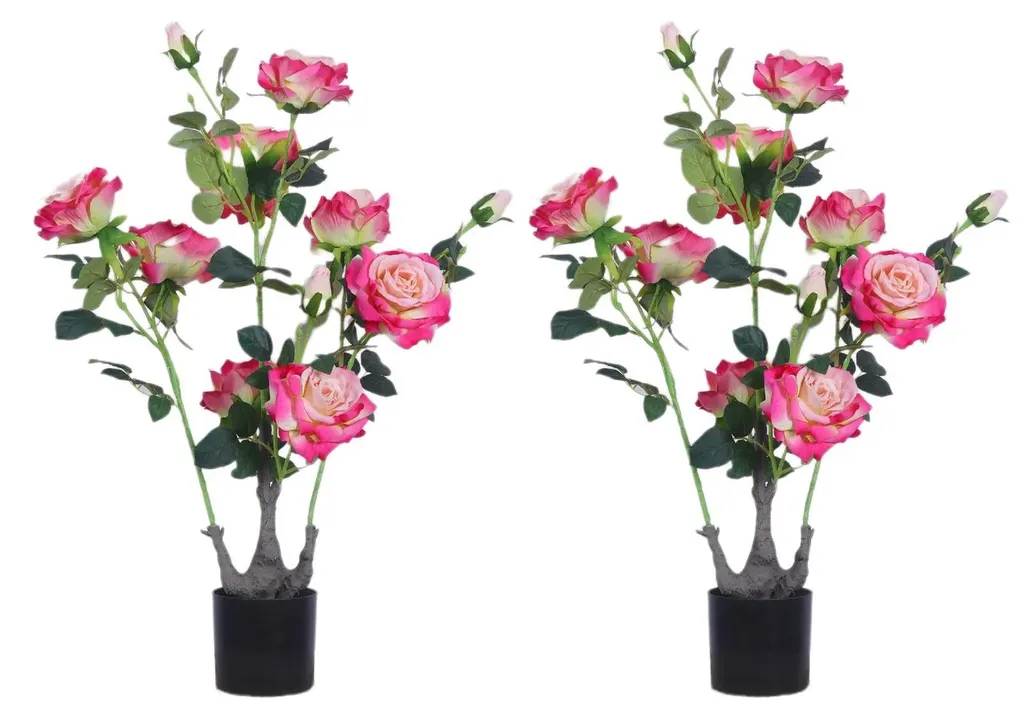 Plante artificielle pivoine beige en pot par 2 pour salon et bureau