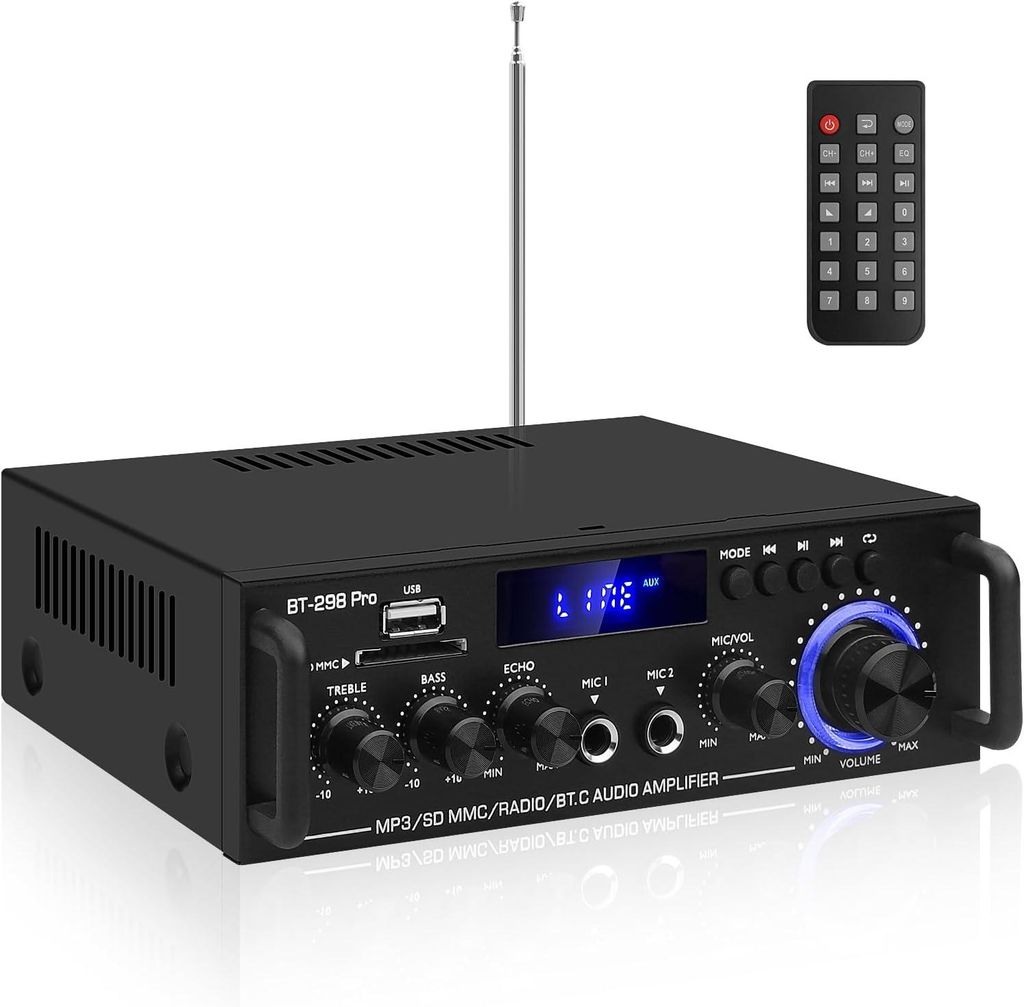 Verstärker, HiFi Stereo Mini Verstärker, Stereo-Verstärker & Lautsprecher, HiFi-Verstärker, 600W 2-Kanal Bluetooth 5.0 Audio Leistungsverstärker