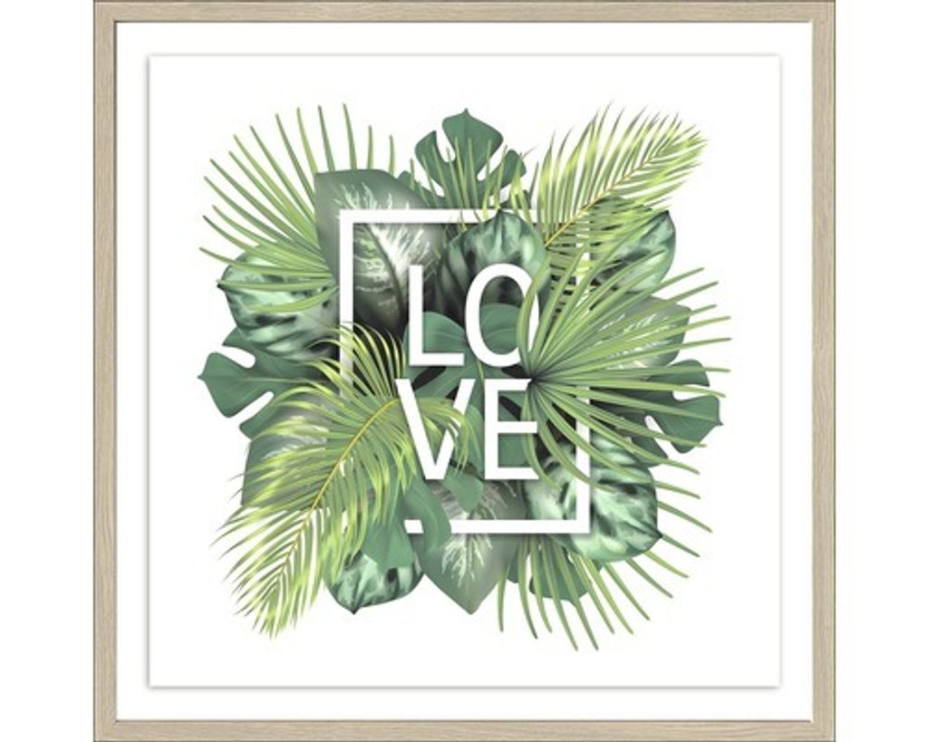 Gerahmtes Bild 'Love' mit Typografie im Boho-Stil, Beige, Produktbild 
