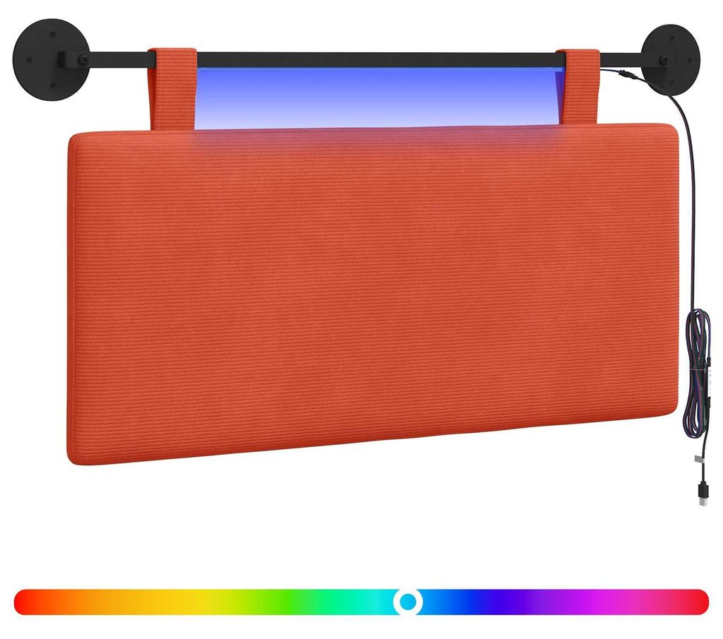 Hängendes Kopfteil Mit LED Licht Rot-Orange Cordstoff