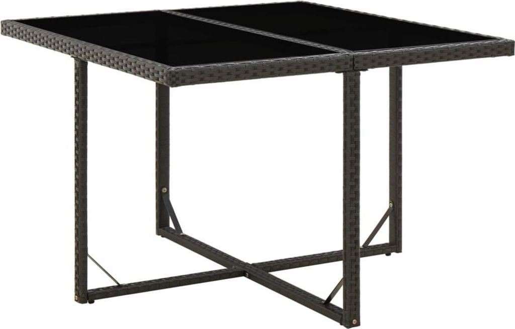 Gartentisch Schwarz 109x107x74 cm Poly Rattan und Glas