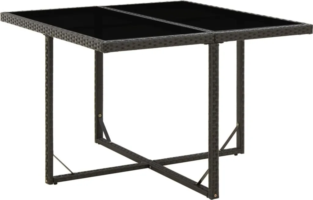 Tavolo Outdoor Poly Rattan Nero e Vetro 109cm | Design Contemporaneo