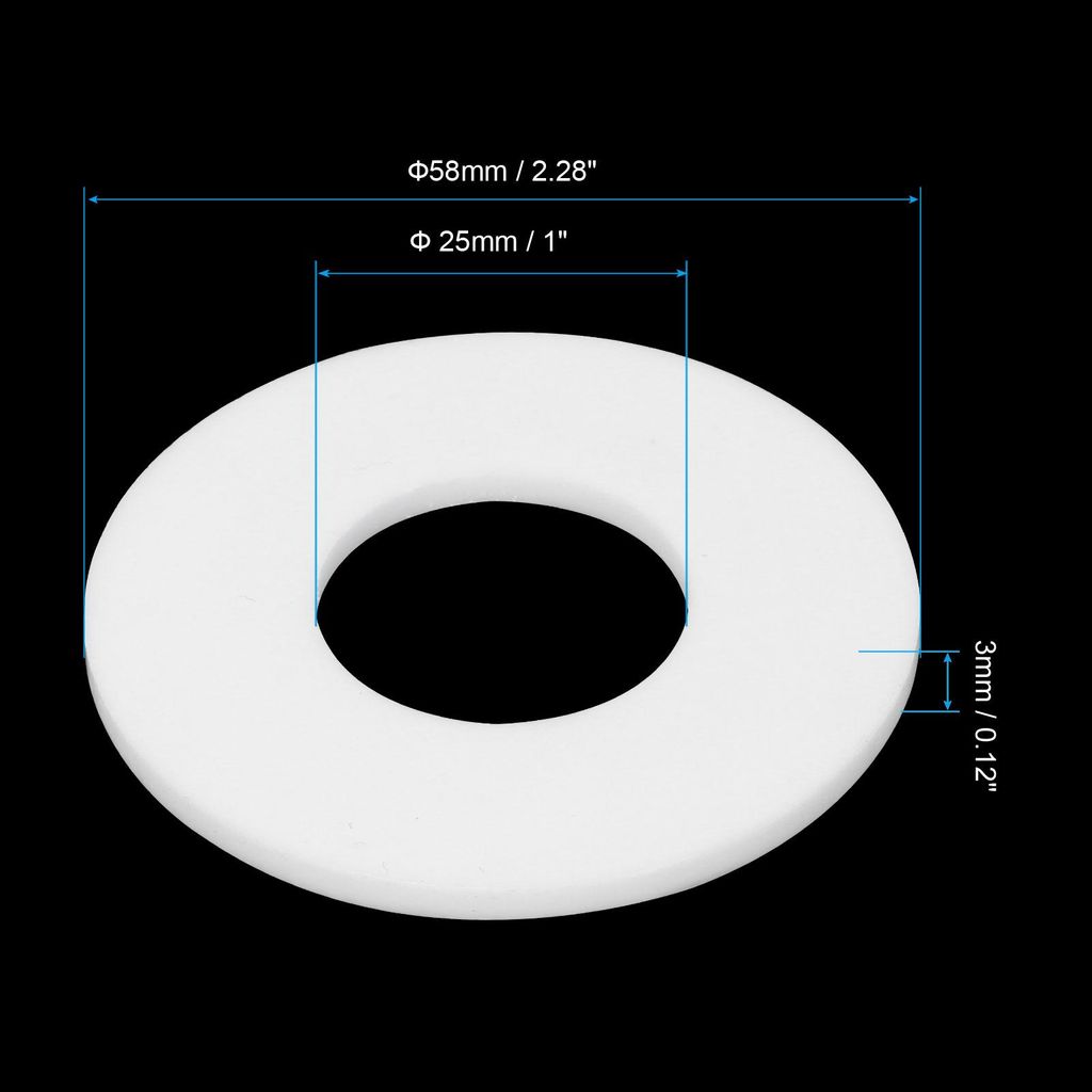Unterlegscheiben, 10 Stš¹ck 58mm OD 25mm ID 3mm Dicke DN20 PTFE Dichtungsunterlegscheiben Flanschdichtung Dichtung fš¹r Wasserhahnrohr Wassersc...