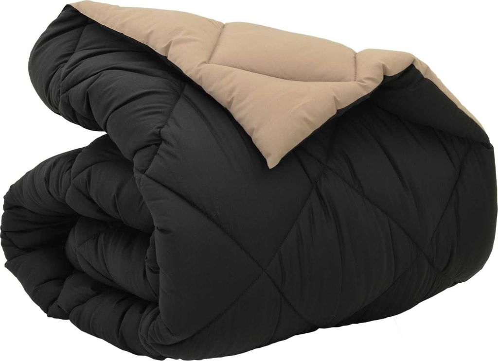 vidaXL Winterbettdecke Schwarz und Taupe 135 x 220 cm Mikrofaser