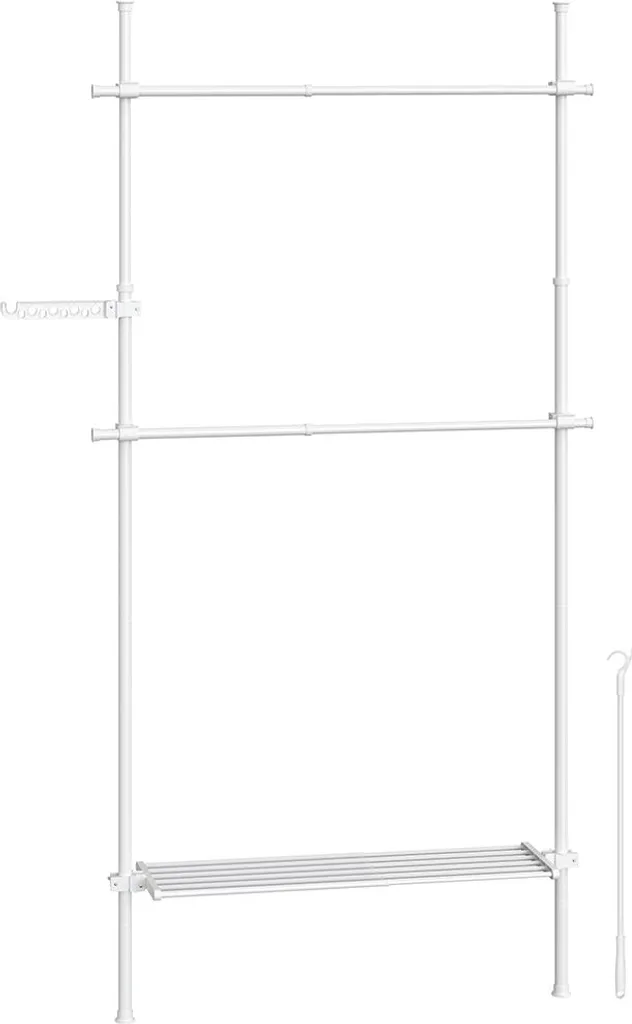 Aménagement dressing avec tringle à vêtements et tablette blanc mat