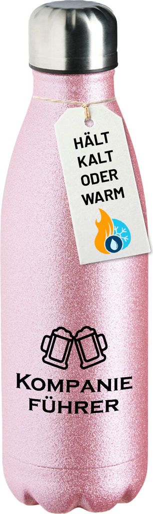 Huuraa Trinkflasche Kompanieführer Schützenfest 500ml Pink Edelstahl Wasserflasche Trinkflasche Geschenkidee
