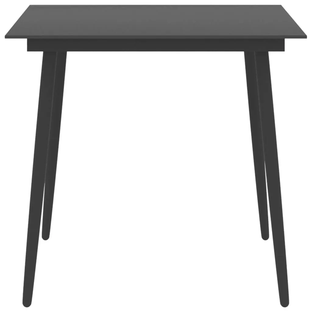 vidaXL Tavolo da Giardino Nero 80x80x74 cm | Acciaio e Vetro Temperato