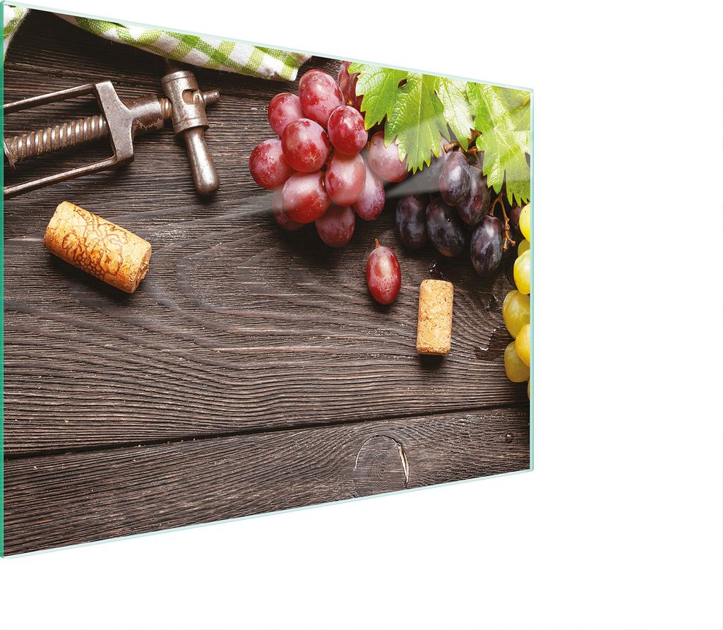 Schneidebrett Herdabdeckplatte Multiglasschneidplatte 30x22 cm Traube Holz