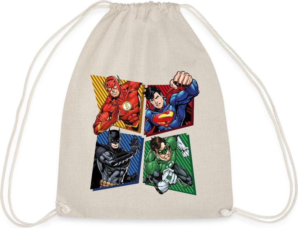 Spreadshirt DC Comics Justice League Superhelden Turnbeutel, One size, Natur