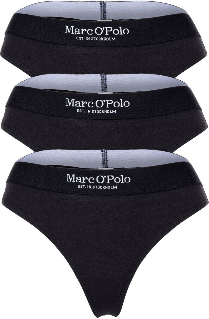 Marc O ́Polo Damen String 3-Pack Essentials - Schwarz - Größe S
