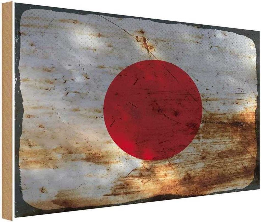 vianmo Holzschild 20x30 cm Japan Rost Flagge Fahne Wappen