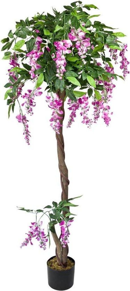 Blauer Regen Kunstbaum Wisteria - Dekoration für Haus und Büro - Echtes Holzstamm - 160 cm Hoch