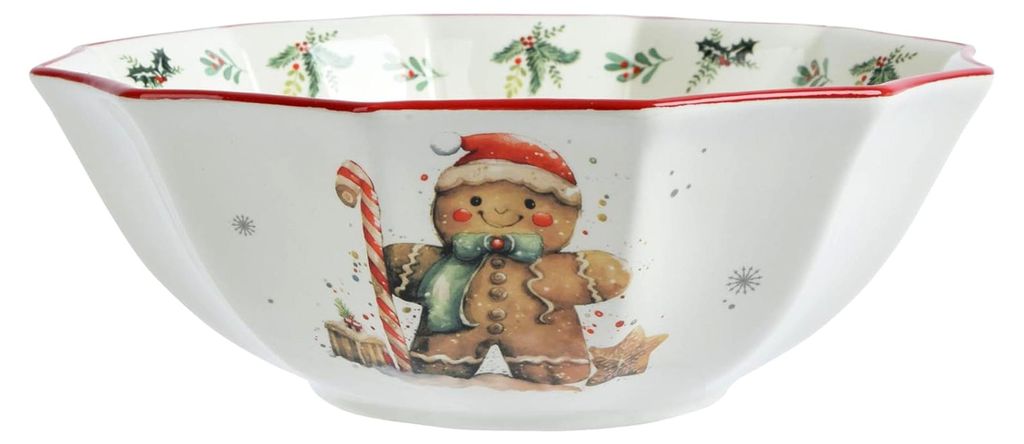 Müslischale aus Keramik 18,5x6,5cm - Schüssel mit Weihnachtsmotiv - Geschirr für Weihnachten - Frühstücksgeschirr - Schale in Weiß und Bunt