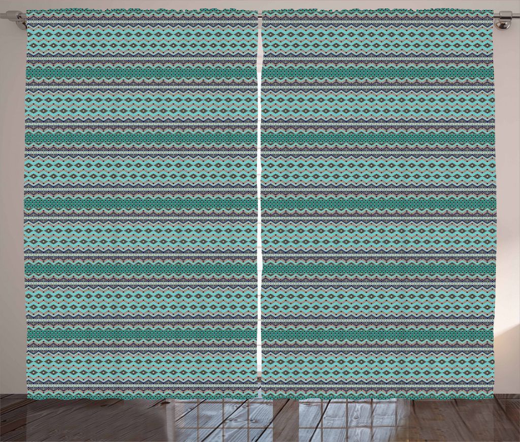 ABAKUHAUS Bohemien Rustikaler Gardine, Traditionelle aztekische Kunst, Schlafzimmer Kräuselband Vorhang mit Schlaufen und Haken, 280 x 225 cm, Meh...