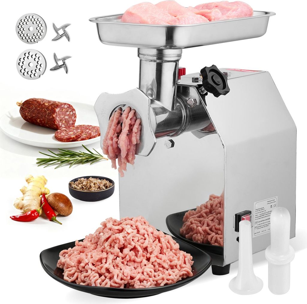 SucceBuy Elektrischer Fleischwolf mit 3,2 kg/min Kapazität, 850 W Tischgerät aus Edelstahl mit Klinge und Mahlplatte, Wurstmaschine für Küche u...