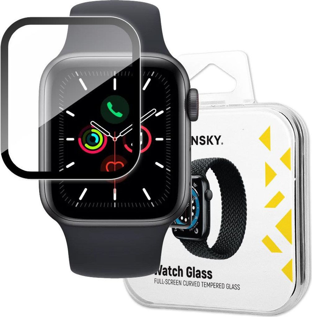 Wozinsky Hybrid-Displayschutz aus gehärtetem Glas für Apple Watch 6 44 mm, Watch 5 44 mm, Watch 4 44 mm, Watch SE 44 mm, Schwarz