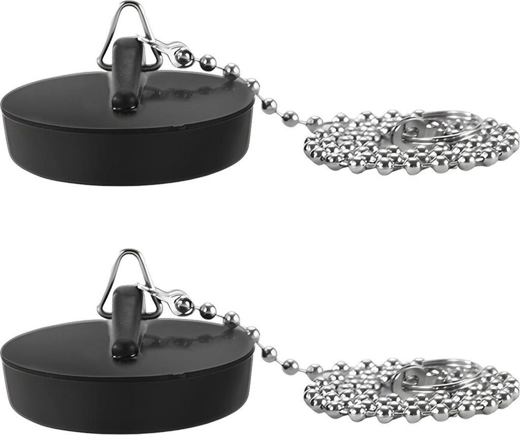 2er-Pack Silikon-Waschbeckenst?psel mit universellem Gummi-Badewannenst?psel mit 40 cm langer Edelstahlkette fš¹r Kš¹chen- und Badezimmerspš¹...
