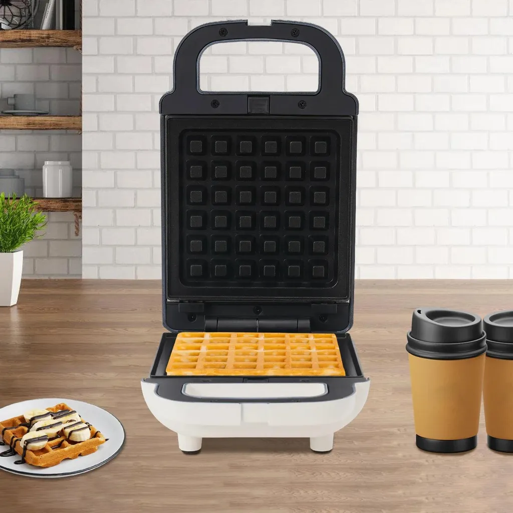 Macchina Sandwich e Waffle 2 in 1 Bianco - Piastra 650W Antiaderente - 3
