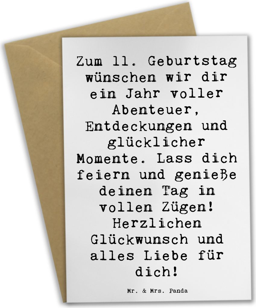Mr. & Mrs. Panda Glückwunschkarte Spruch 11. Geburtstag Wunder - Weiß - Geschenk, einladungskarten, Happy Birthday, Herzlichen Glückwunsch, Klap...