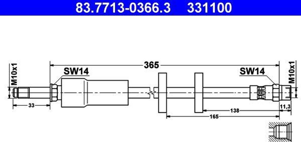 ATE 83.7713-0366.3 Bremsschlauch OE 30714992 kompatibel mit XC90