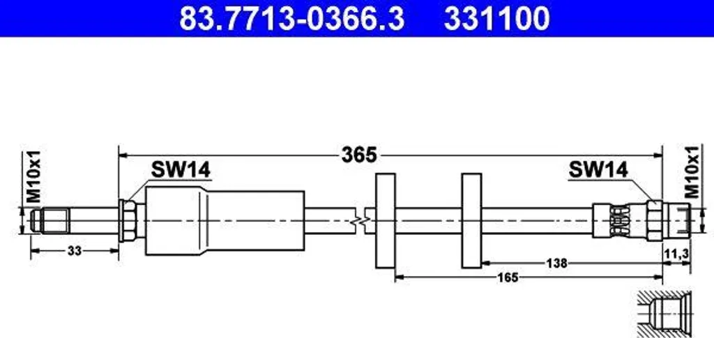 ATE 83.7713-0366.3 Flexible de Frein OE 30714992 pour Volvo XC90 Avant