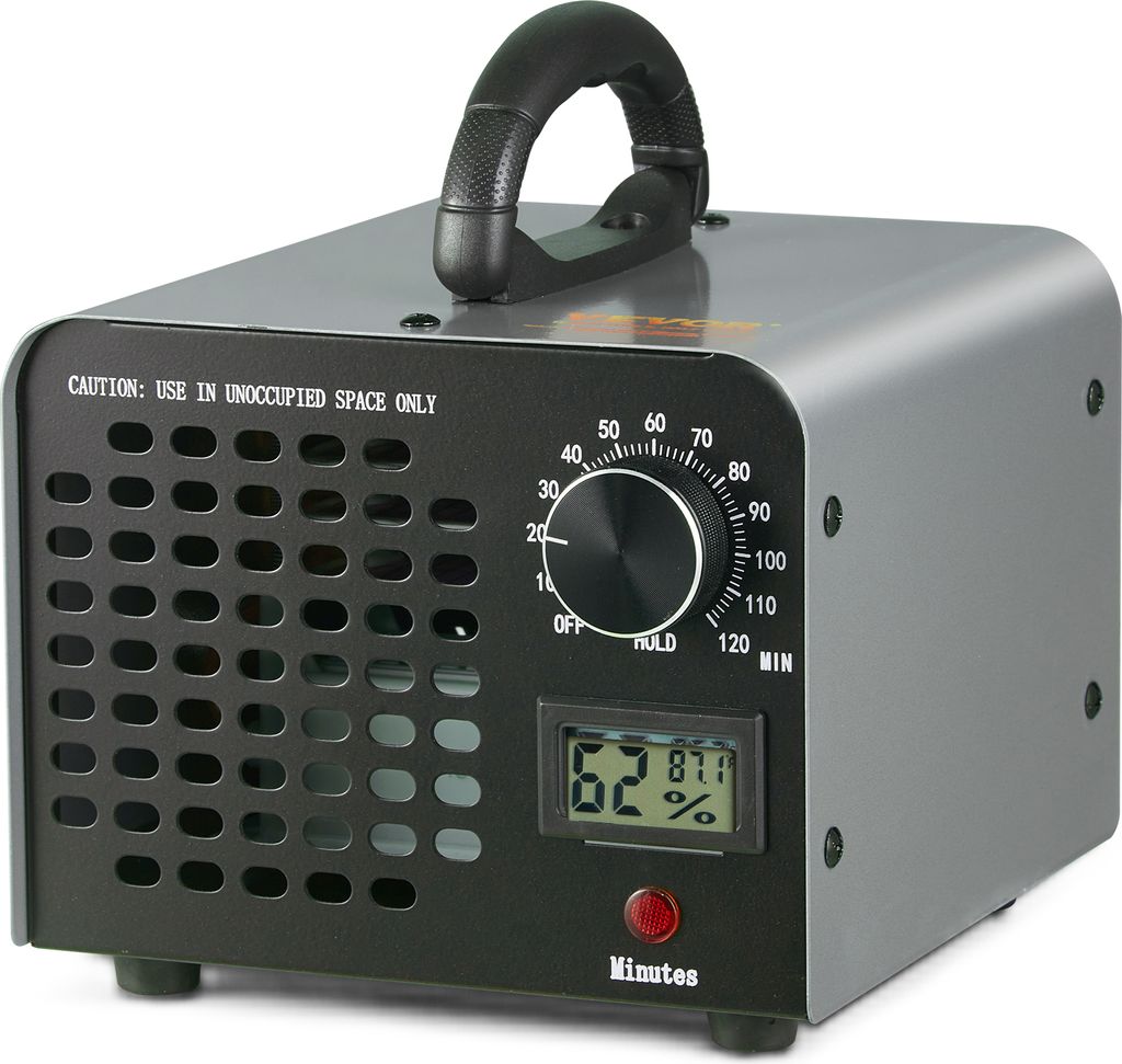 A close-up studio shot of a VEVOR ozone generator.