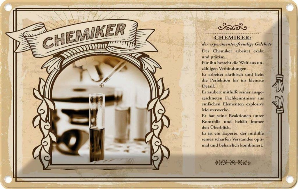 vianmo Blechschild 20x30 cm Chemiker Beruf Arbeit