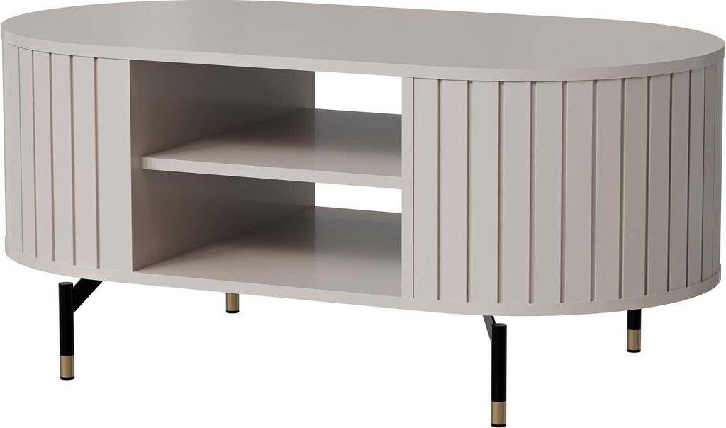 BETTSO Bank mit zwei Ablagen abgerundeten geriffelten Seiten ZANTE BEIGE