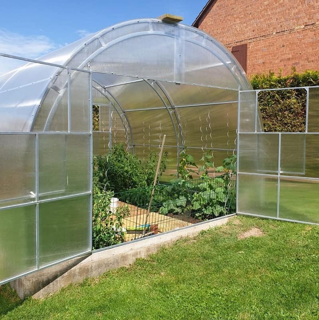Garten Dream Polycarbonat-Gewächshaus "Oasis" 4x12m aus Stahl, mit 6mm Polycarbonat Mit Großen Doppeltüren auf jeder Seite