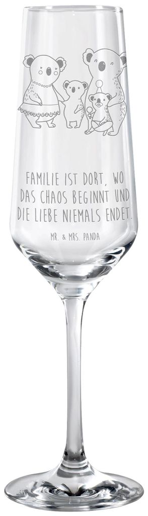 Mr. & Mrs. Panda Sektflöte Koala Familie - Transparent - Geschenk, Sektkelch, Bruder, Koalas, Sektglas graviert, Papa, mit Gravur, Glas, Family, C...