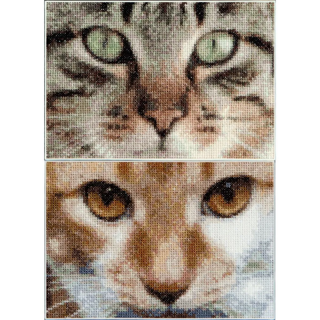 Kit broderie complet Chats Tess et Simba : fini les motifs compliqués