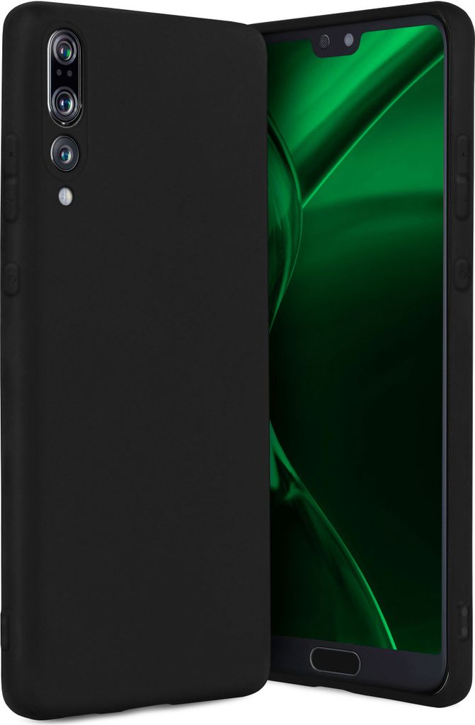 ONEFLOW Slim Case kompatibel mit Huawei P20 Pro - Hülle ultra dünn aus Silikon, Schwarz