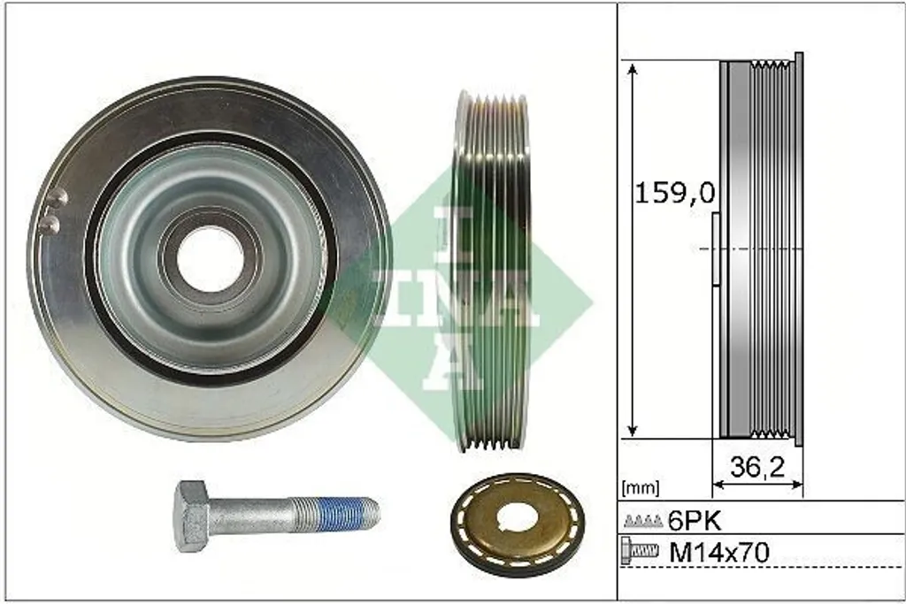 Kit Poulie Vilebrequin INA 544 0173 21 pour Opel Grandland X (A18) 100mm