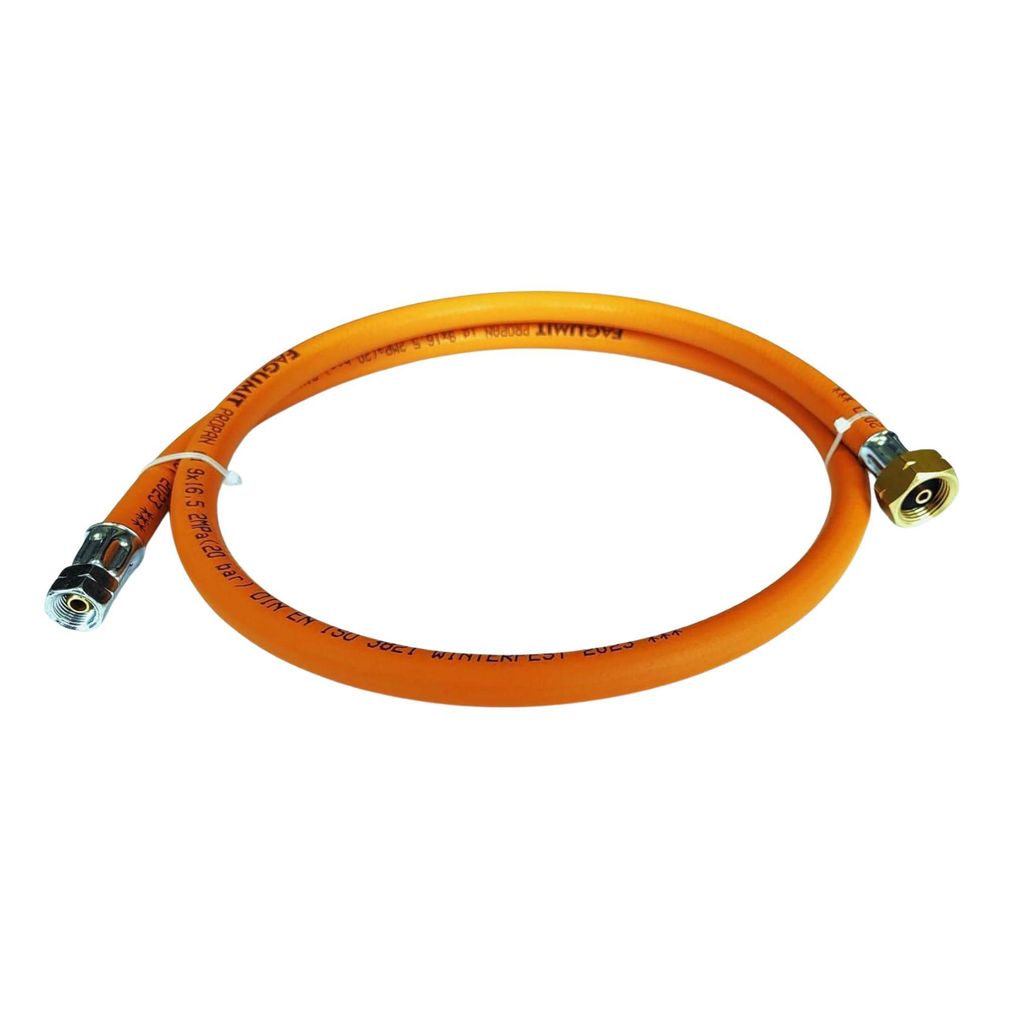 Zatechs Propan-Butan Gasschlauch 10m 20 bar Ø9.0mm W21.8 Kombi Anschluss x 3/8" Linksgewinde Verbindungsschlauch 11kg auf 1kg 2kg 3kg Gasflasche