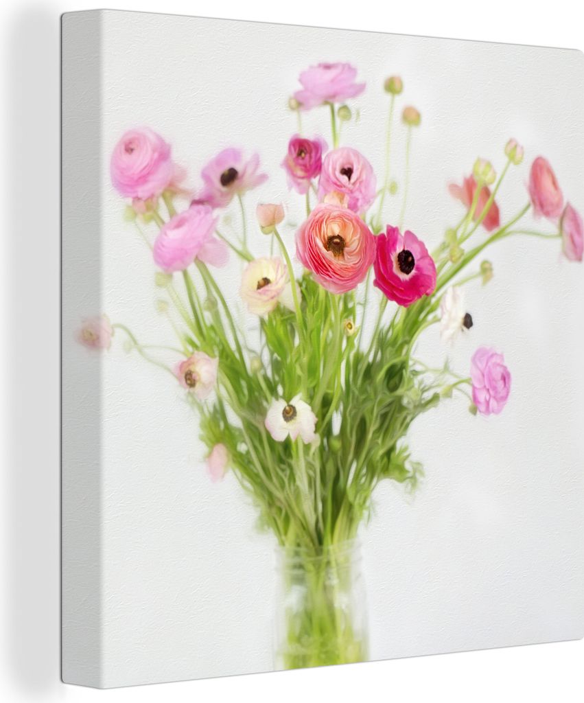 MuchoWow - Leinwandbilder - Stillleben - Blumen - Frühling, Wandbild, Wanddeko Bilder Wohnzimmer, 90x90 cm