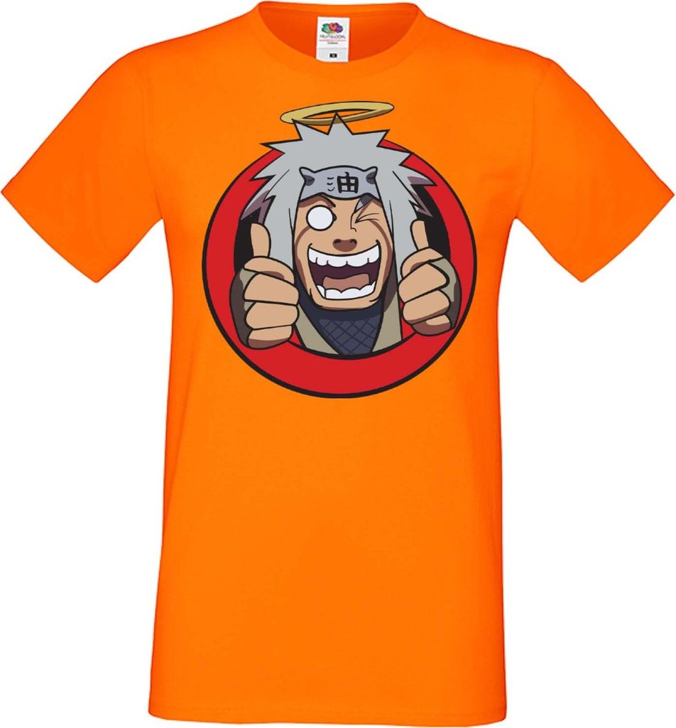 Herren T-Shirt Anime Manga Naruto Jiraya 02 Toad Master, Man L / Orange